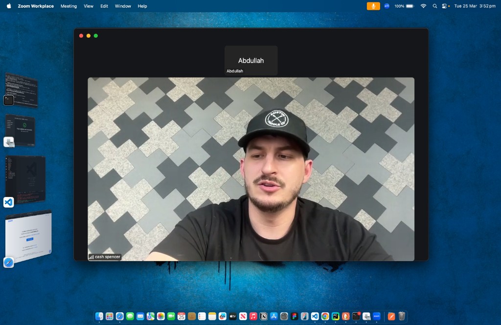 Video call with Cash Spencer about Austin Riddle Co.