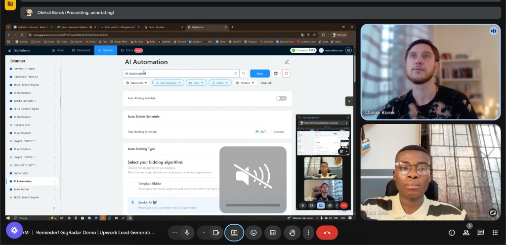 Video call with Oleksii Borok about GigRadar
