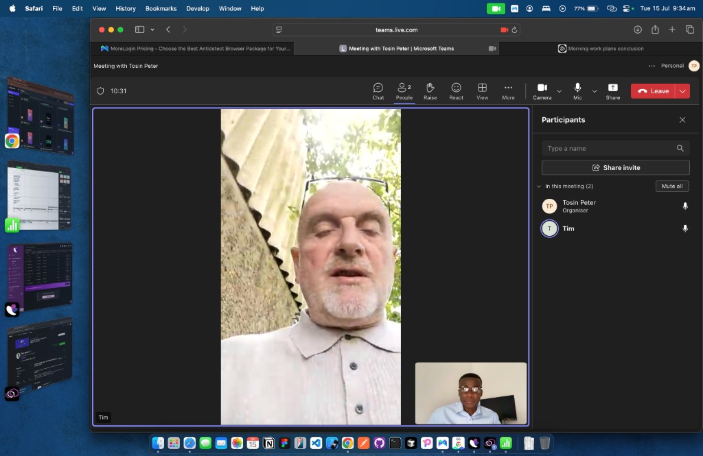Video call with Tim about Build review